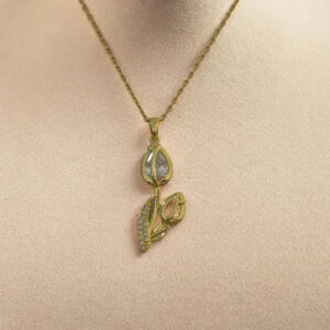 Flower Stainless Necklace White Zircon