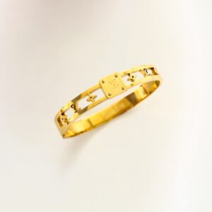 Gold-Plated Stainless Steel Emblem Bracelet – Bold & Durable for Everyday Chic