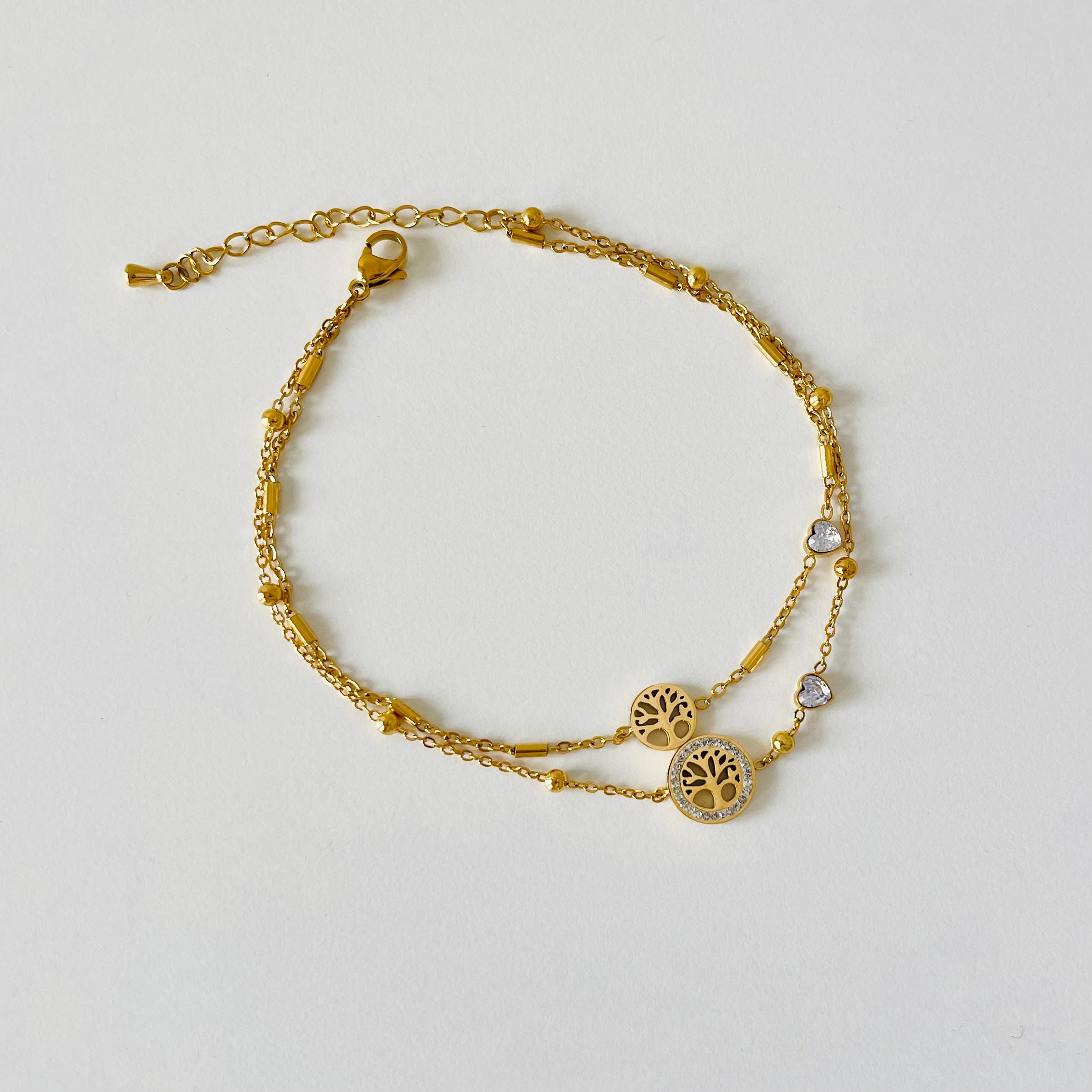 Stainless Gold-Plated Double Layer Anklet - Image 2